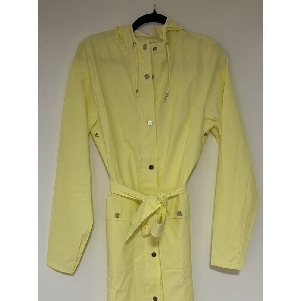 RAINS Curve Women’s Yellow Zip And Snap Closure Jacket Size Small NWT - Picture 2 of 13